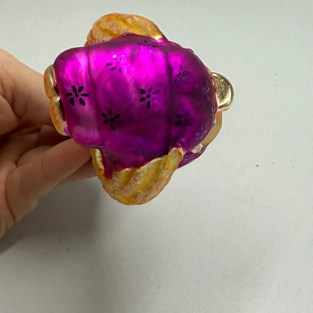 Vintage Glass‎ Angel Christmas Ornament Trumpet Purple Gold West Germany